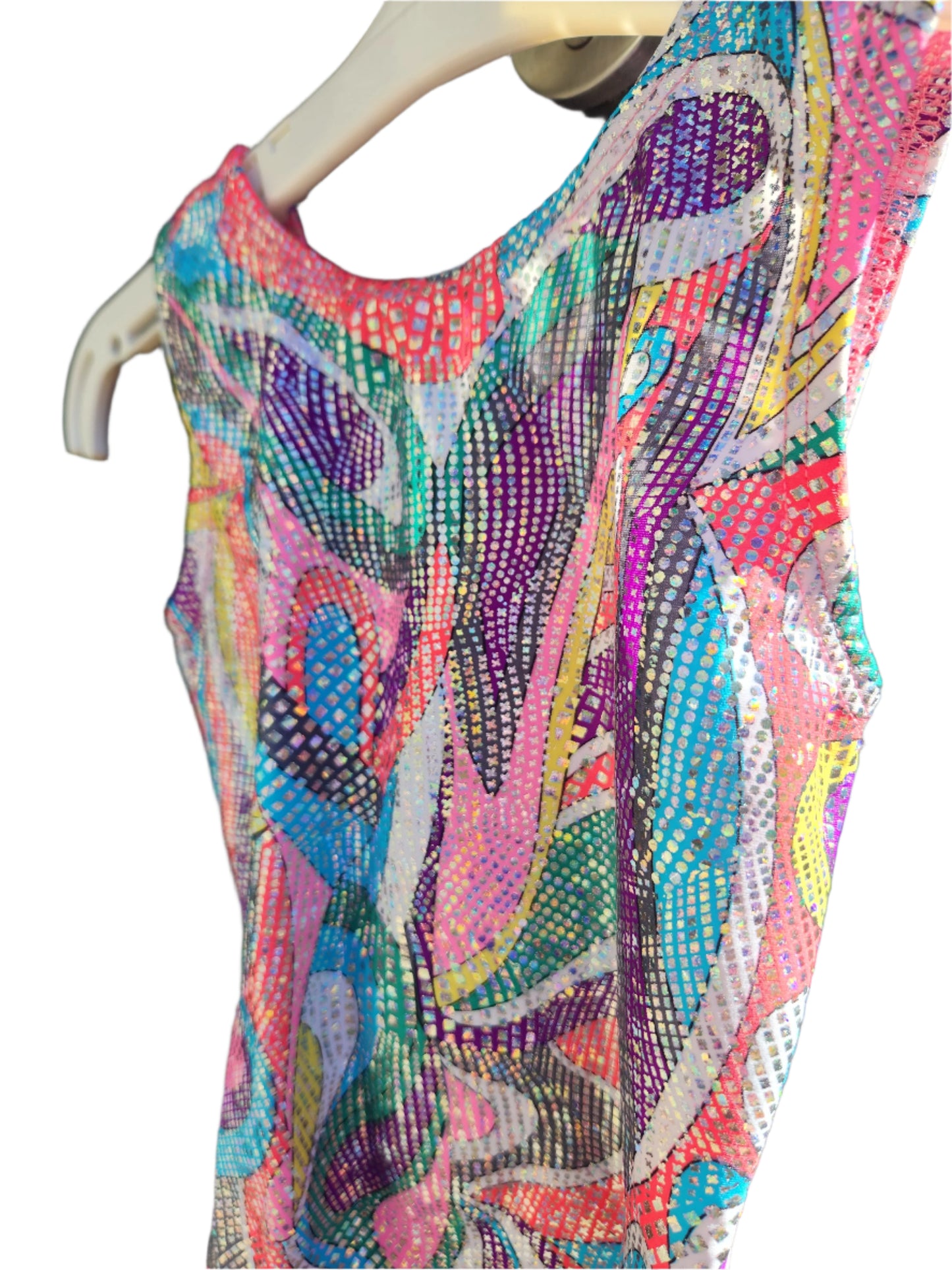 Leotard Hologram with Multi Colour Swirl