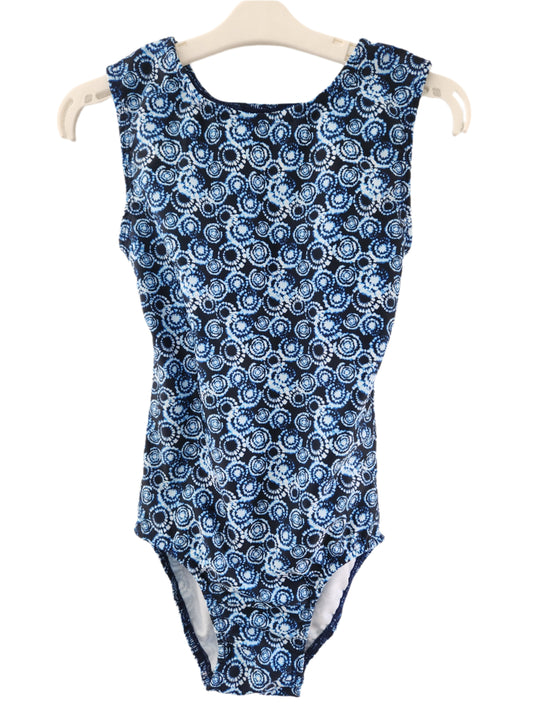 Leotard High Neck Open Back Tie Dye Dark Navy