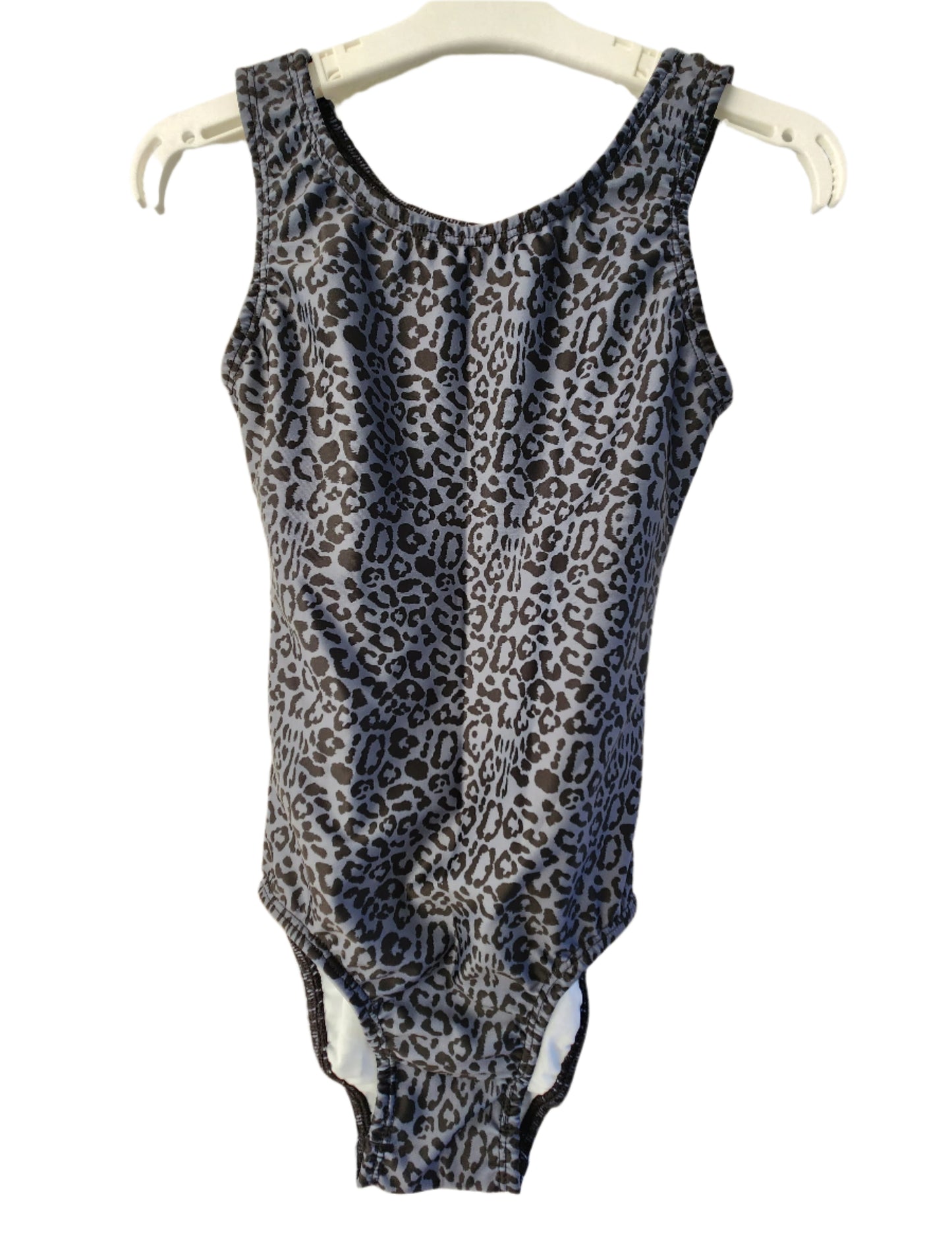 Leotard Matt Leopard Print on Dark Grey