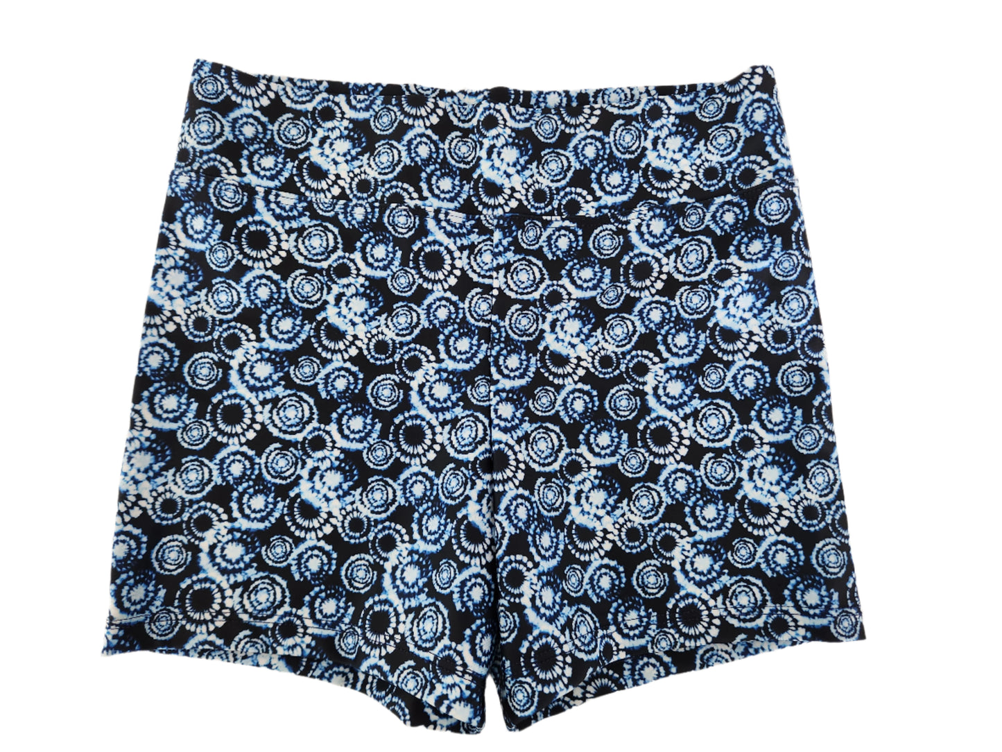 Hot Pants with High Waist in Tie Dye Ice on Dark Navy