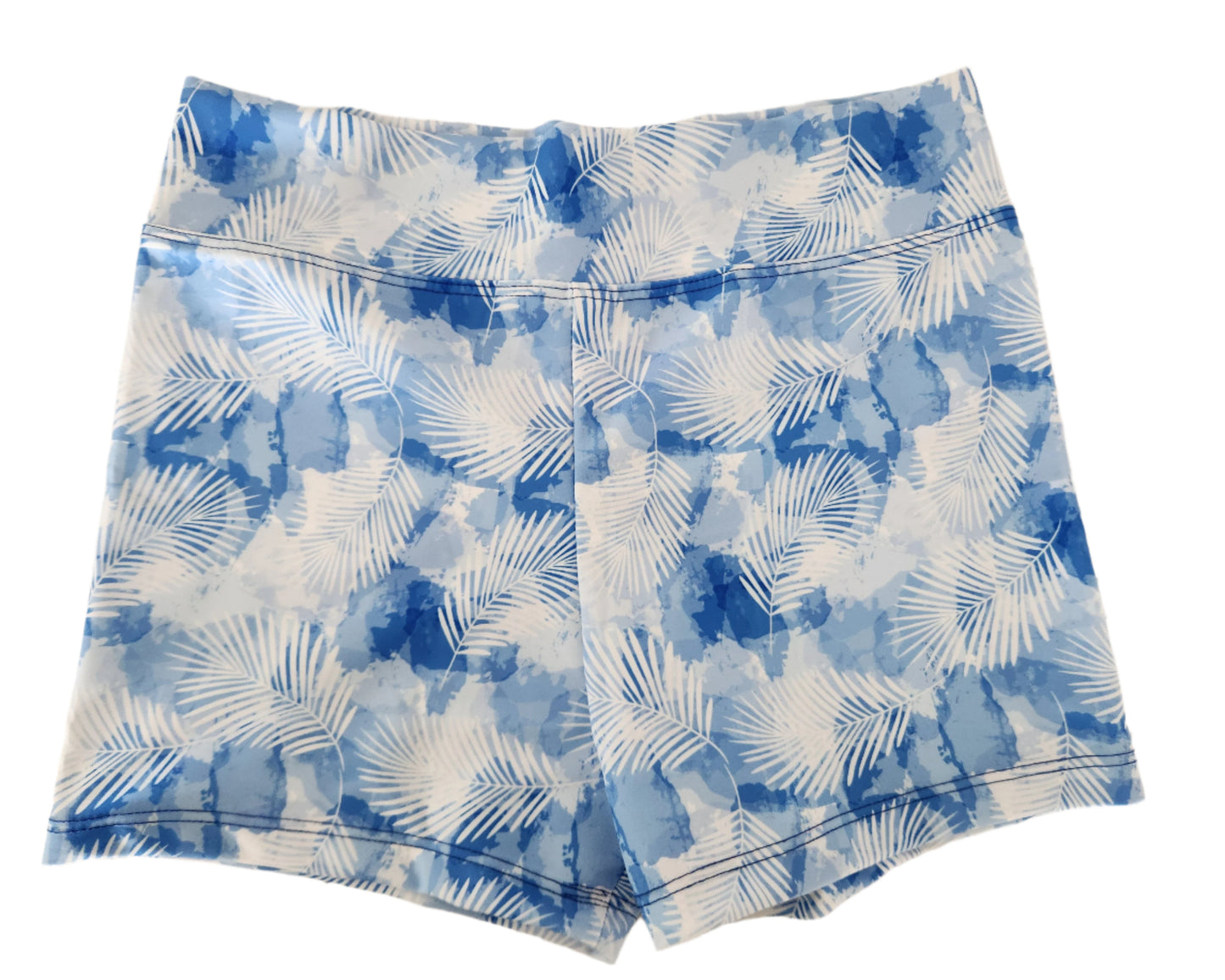 Hot Pants with High Waist in Palm Leaves & Paint Splashes