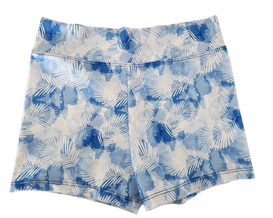 Hot Pants with High Waist in Palm Leaves & Paint Splashes