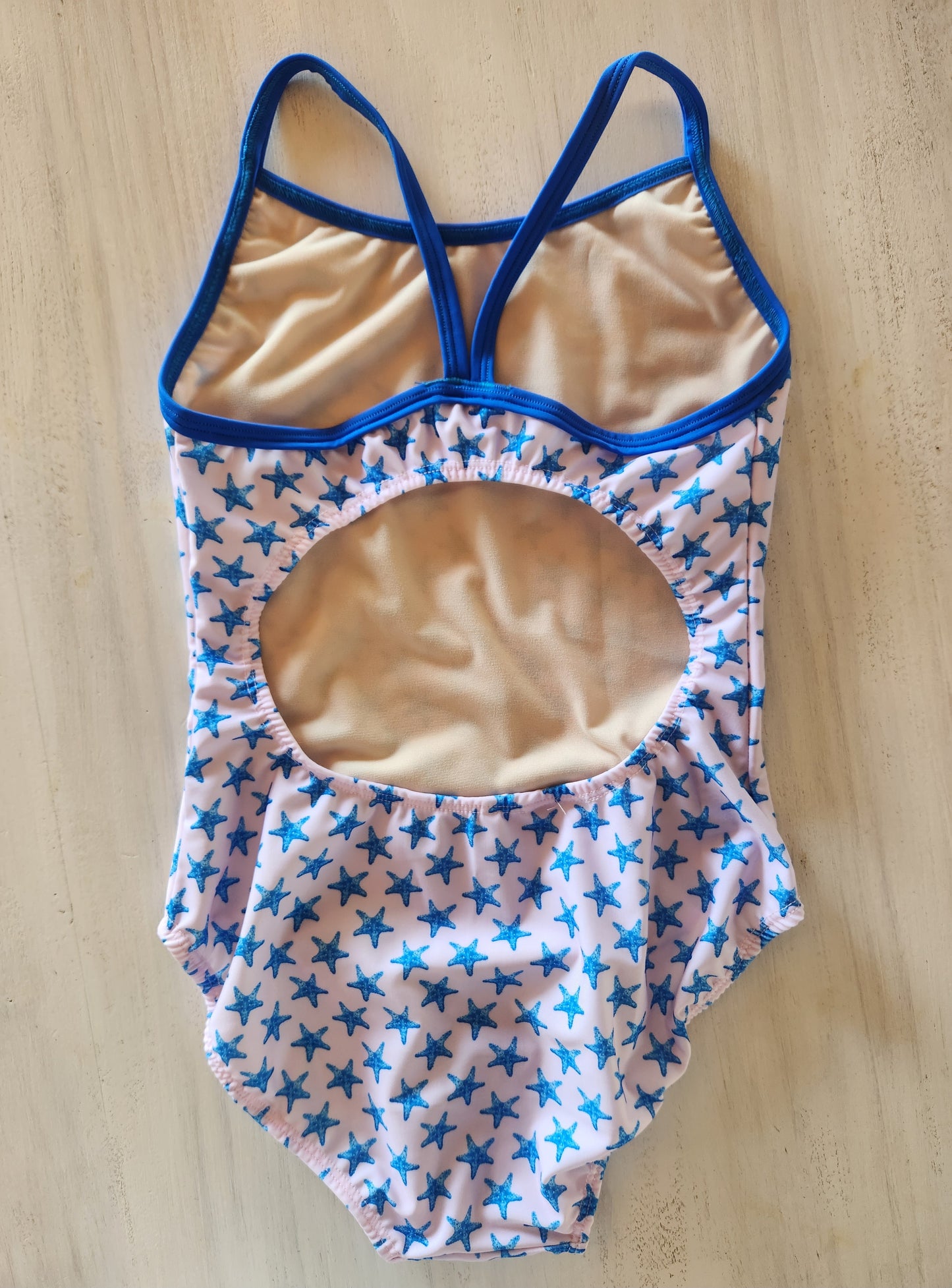 Extra Life Thin Strap Swimsuit in Salty Star Print with Royal Straps