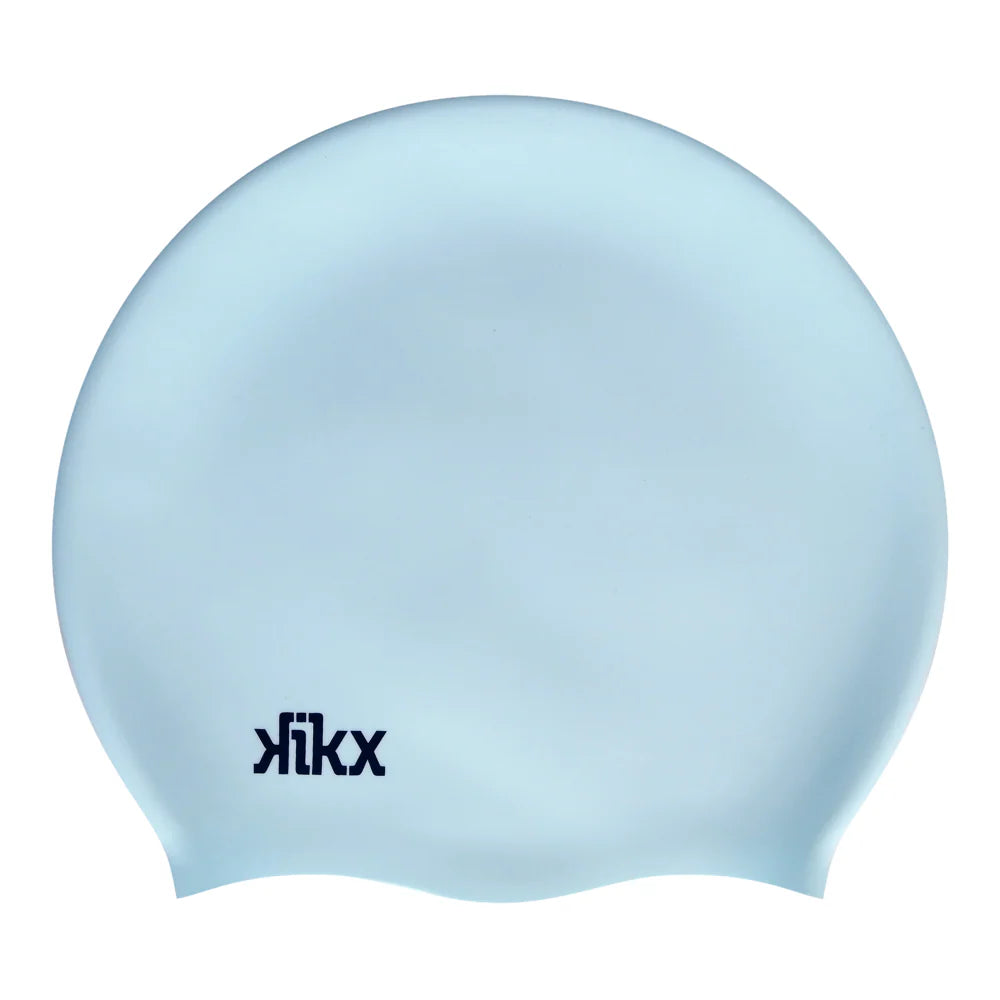 Kikx Big Hair Plain Medium Light Blue Matte Silicone Swim Cap
