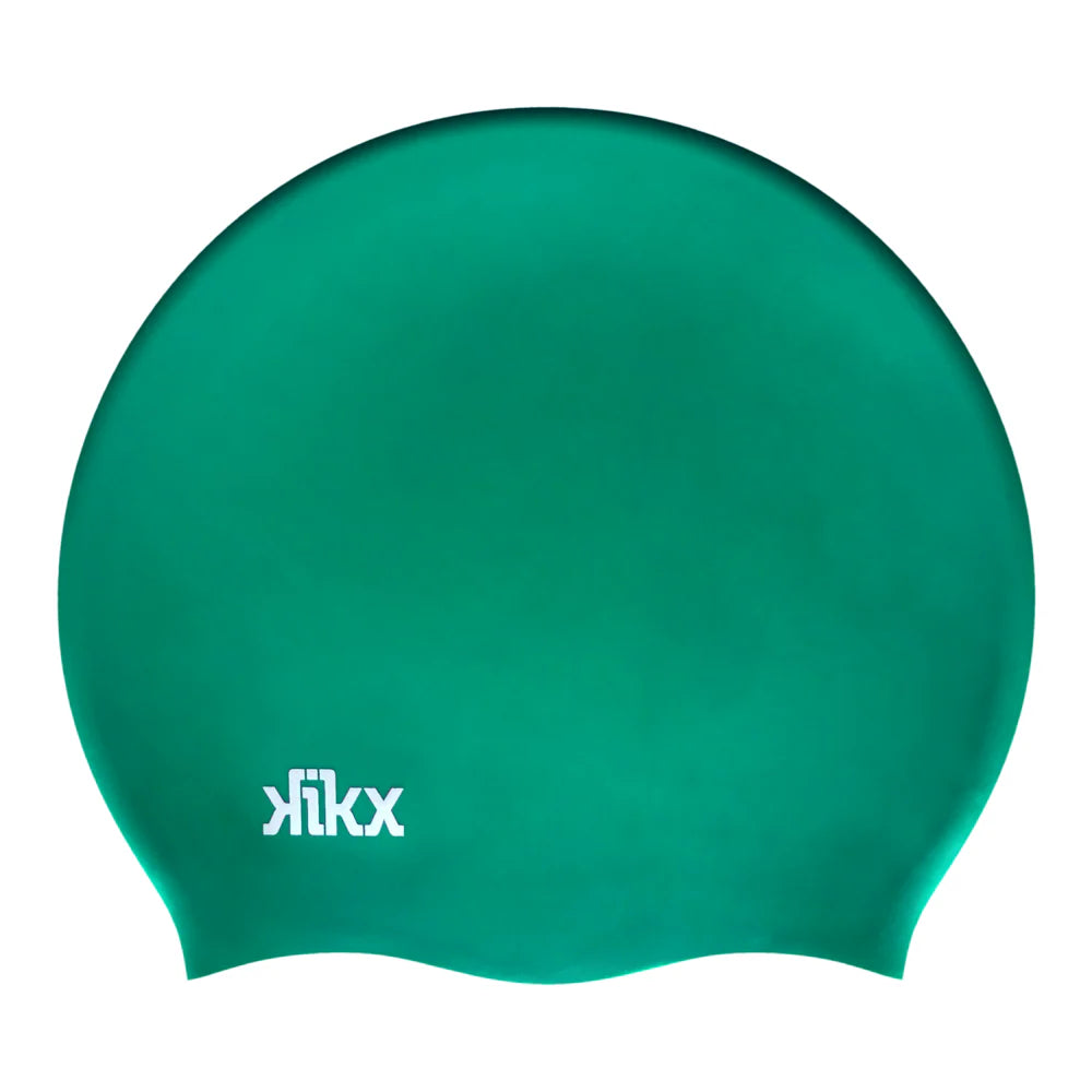 Kikx Big Hair Plain Medium Emerald Green Matte Silicone Swim Cap