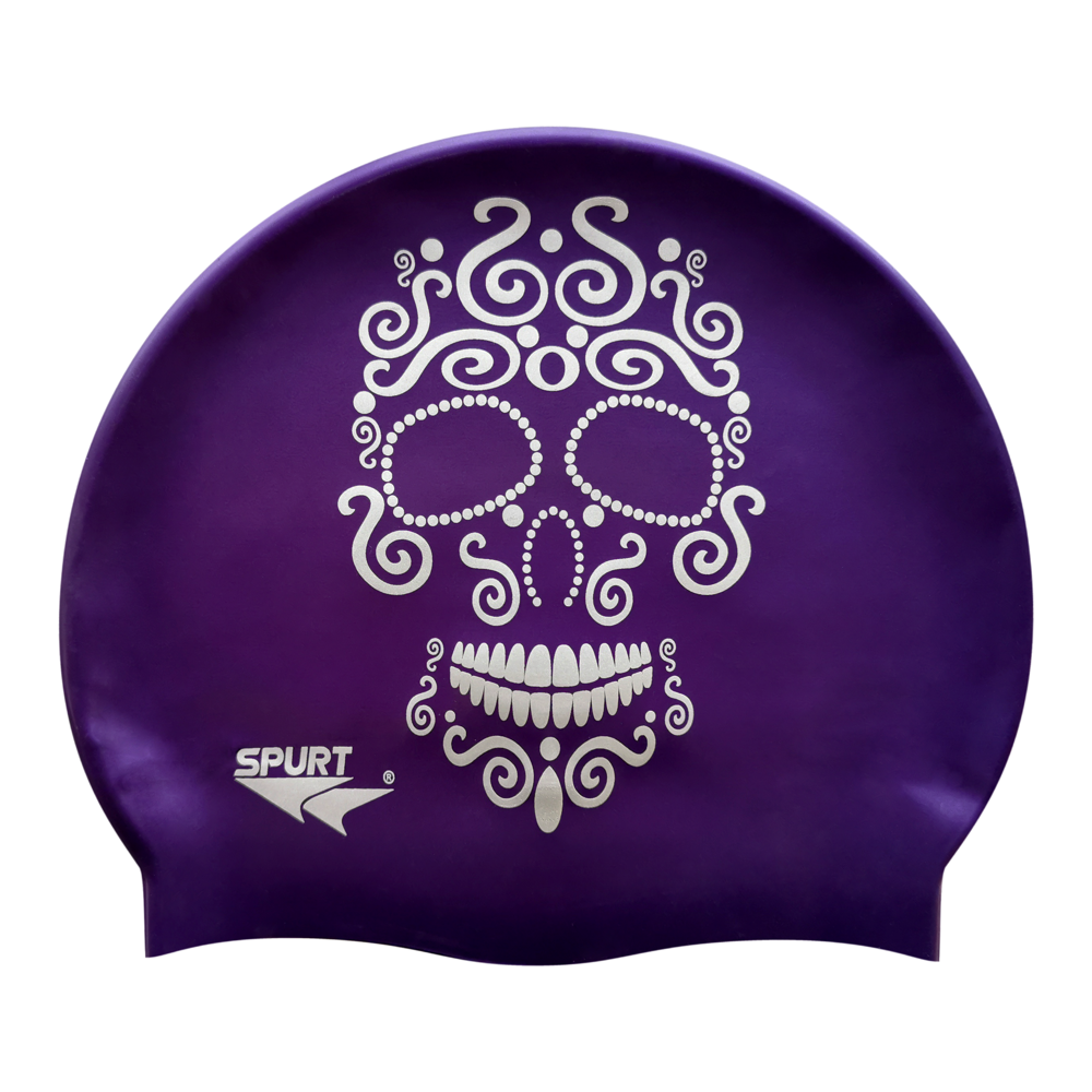Candy Skull on Royal Purple Spurt Silicone Cap