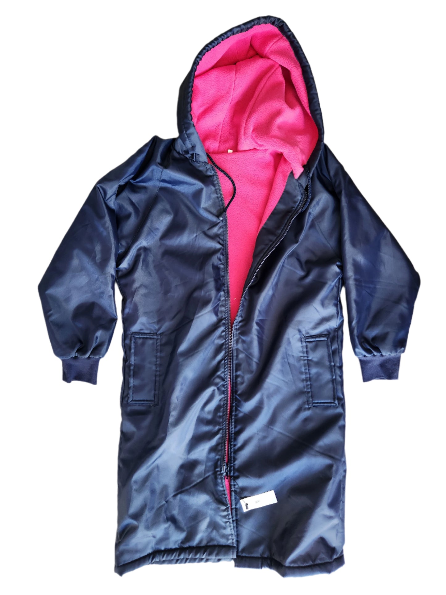 Navy Parka Jacket with Cerise Pink Fleece Lining
