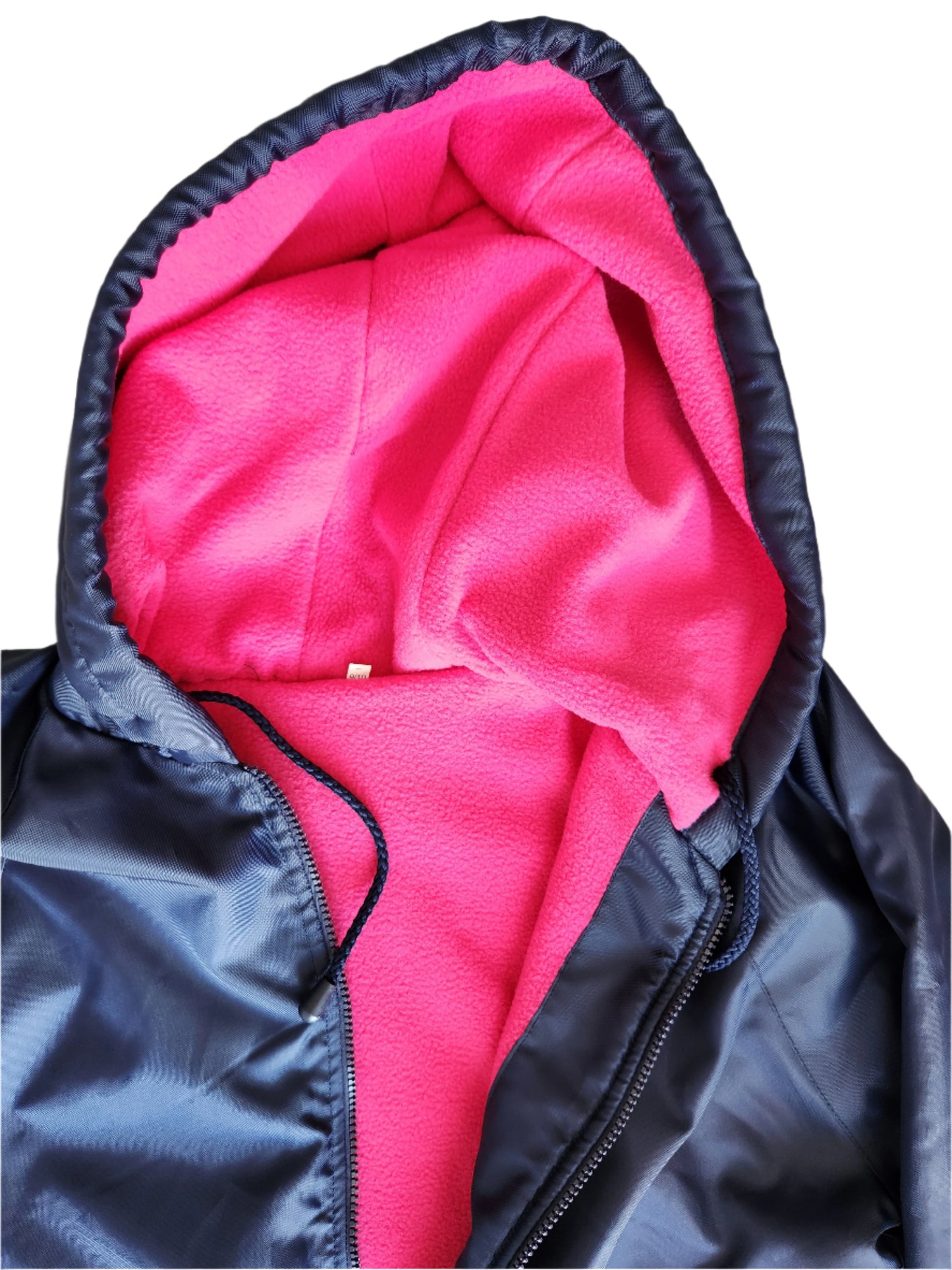 Navy Parka Jacket with Cerise Pink Fleece Lining