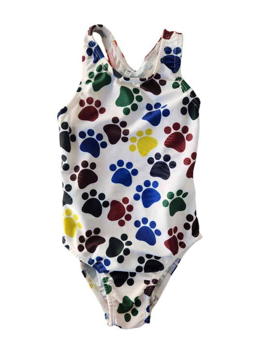 Extra Life Fastback Swimsuit in Multi Colour Paw Print on White