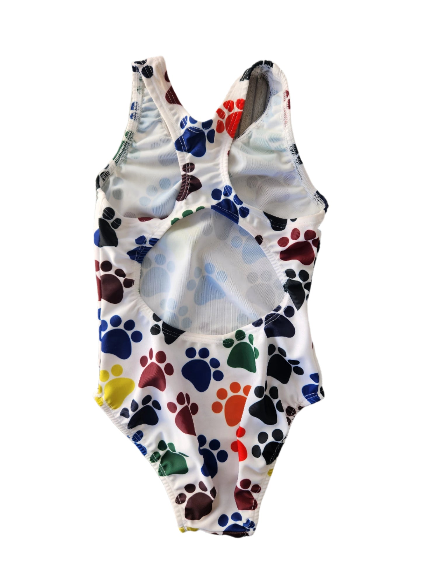 Extra Life Fastback Swimsuit in Multi Colour Paw Print on White