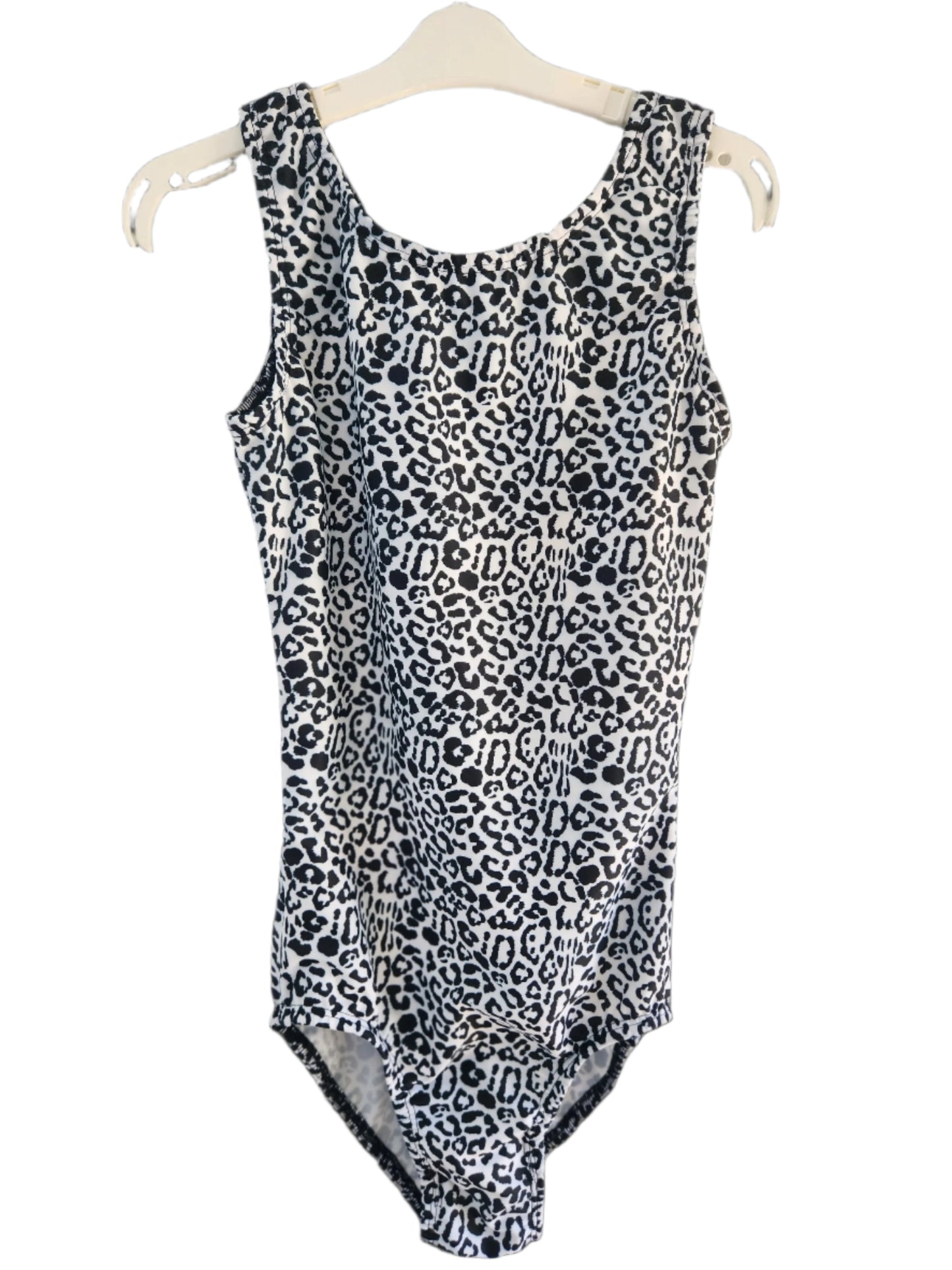 Leotard Matt Leopard Print on White