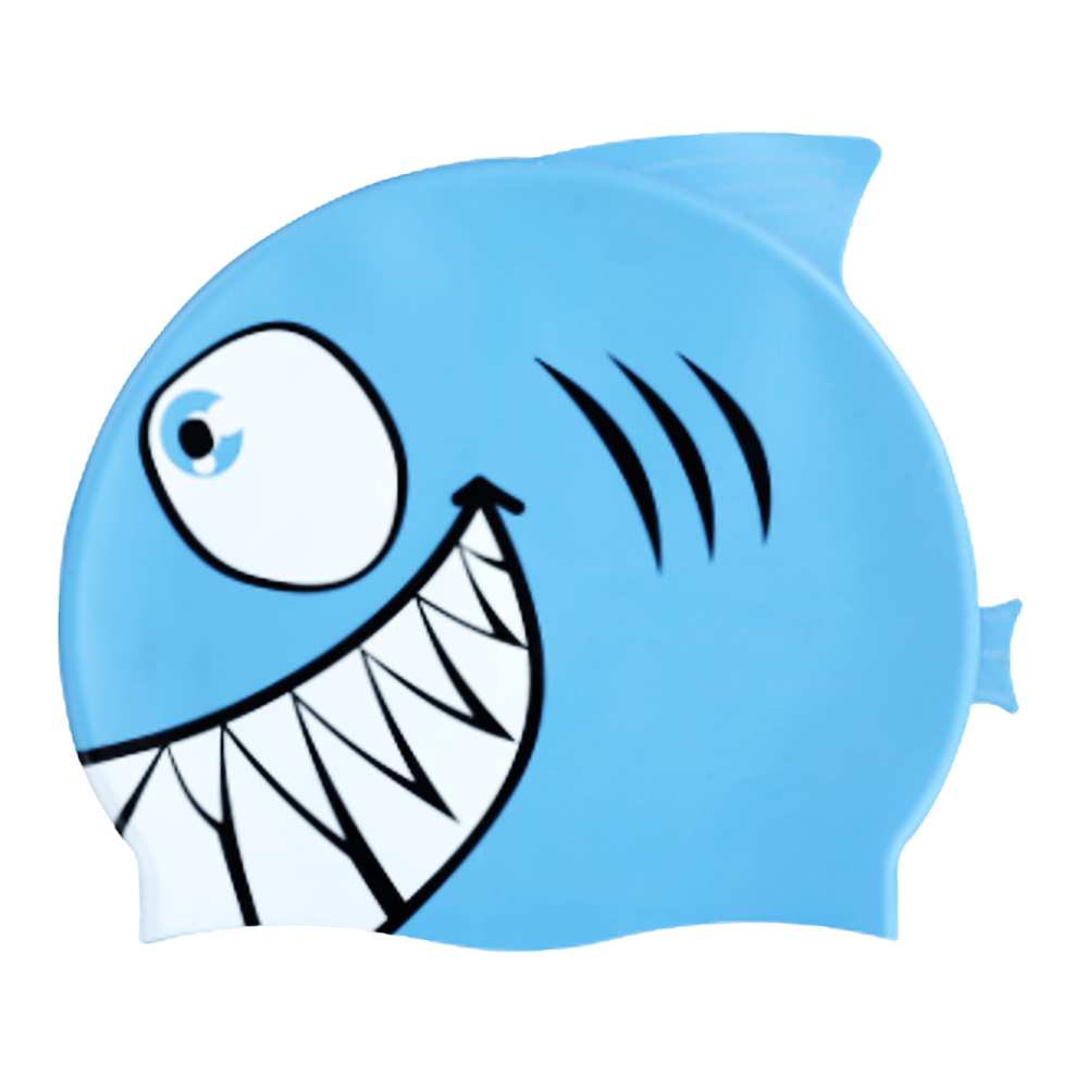 Shark with Fin & Tail on Light Sky Blue Spurt Silicone Cap