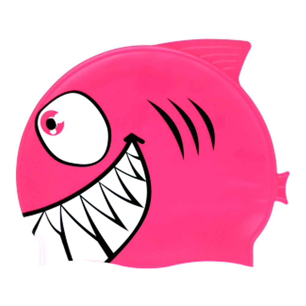 Shark with Fin & Tail on Neon Pink Spurt Silicone Cap