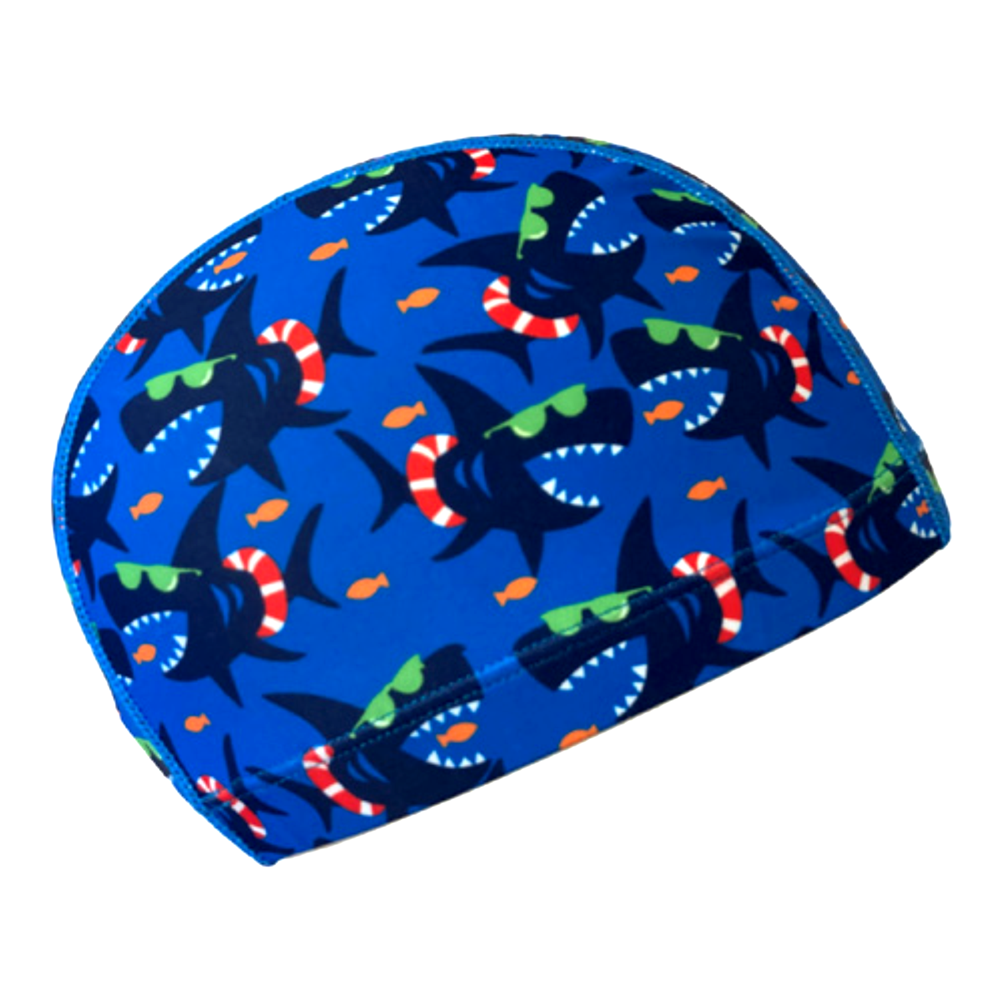 Lycra Swim Cap: Sharks in Sunglasses Blue