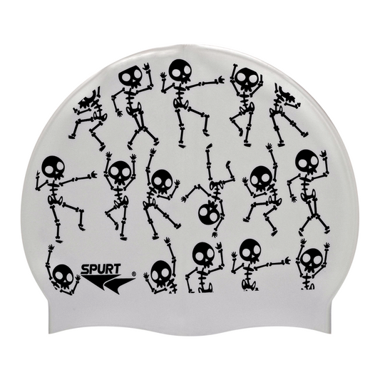Dancing Skeletons on Silver Spurt Silicone Cap