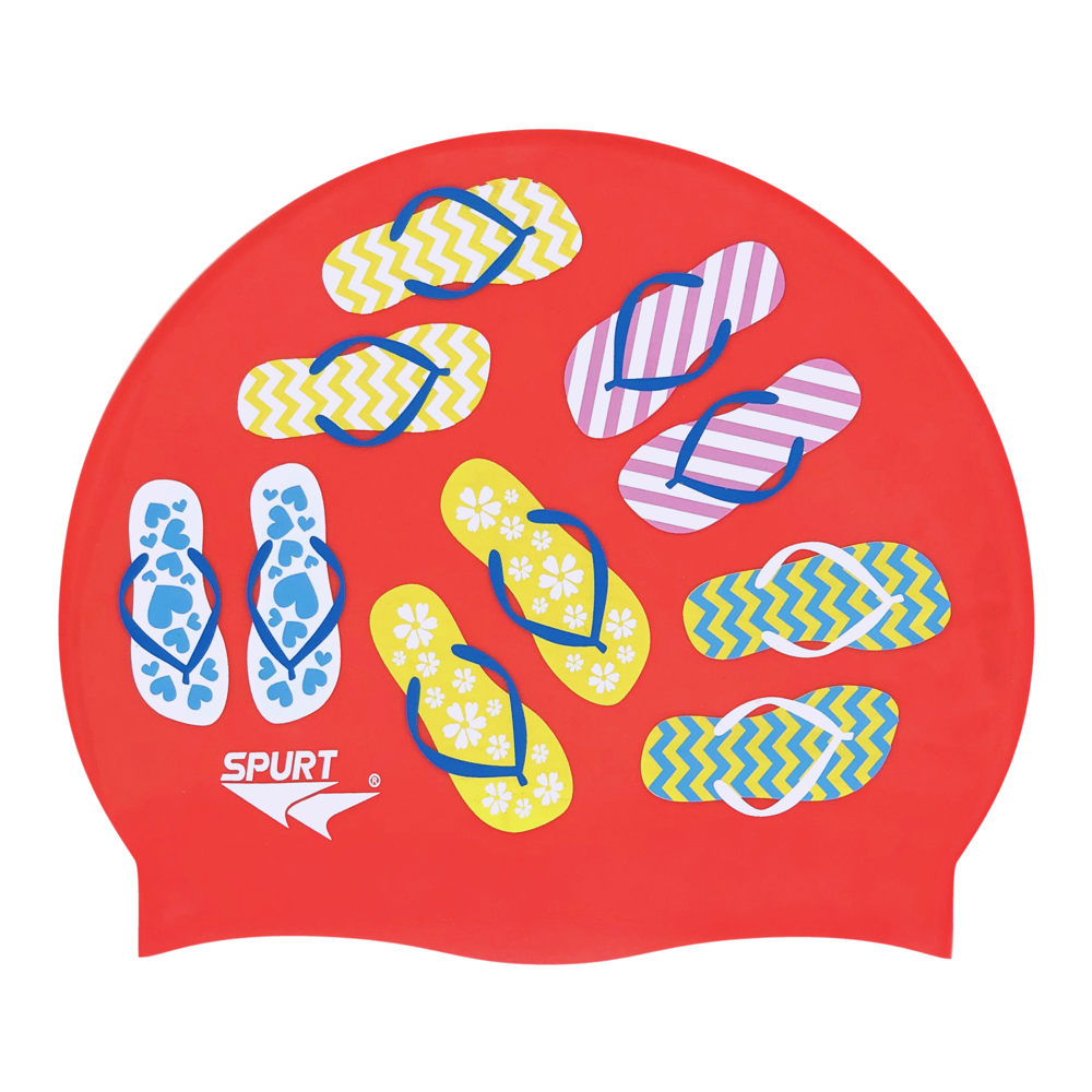 Slip Slops on Neon Coral Spurt Silicone Cap