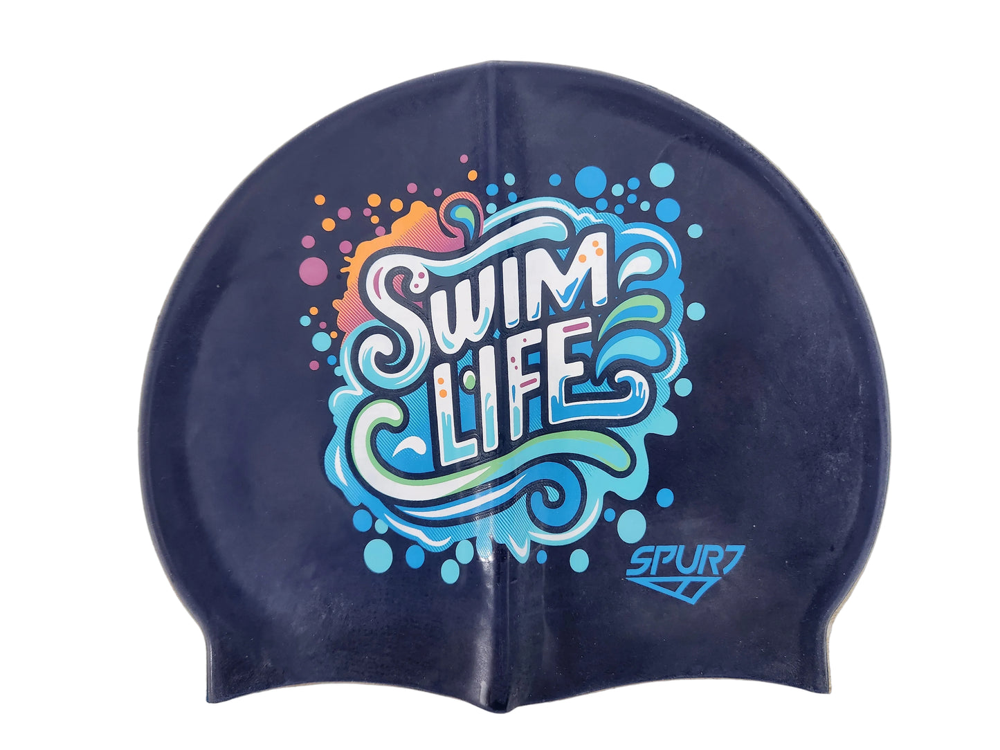 Swim Life on Dark Navy Spurt Silicone Swim Cap