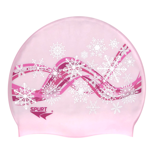 Swirling Wind with Snowflakes on Pale Pink Spurt Silicone Cap