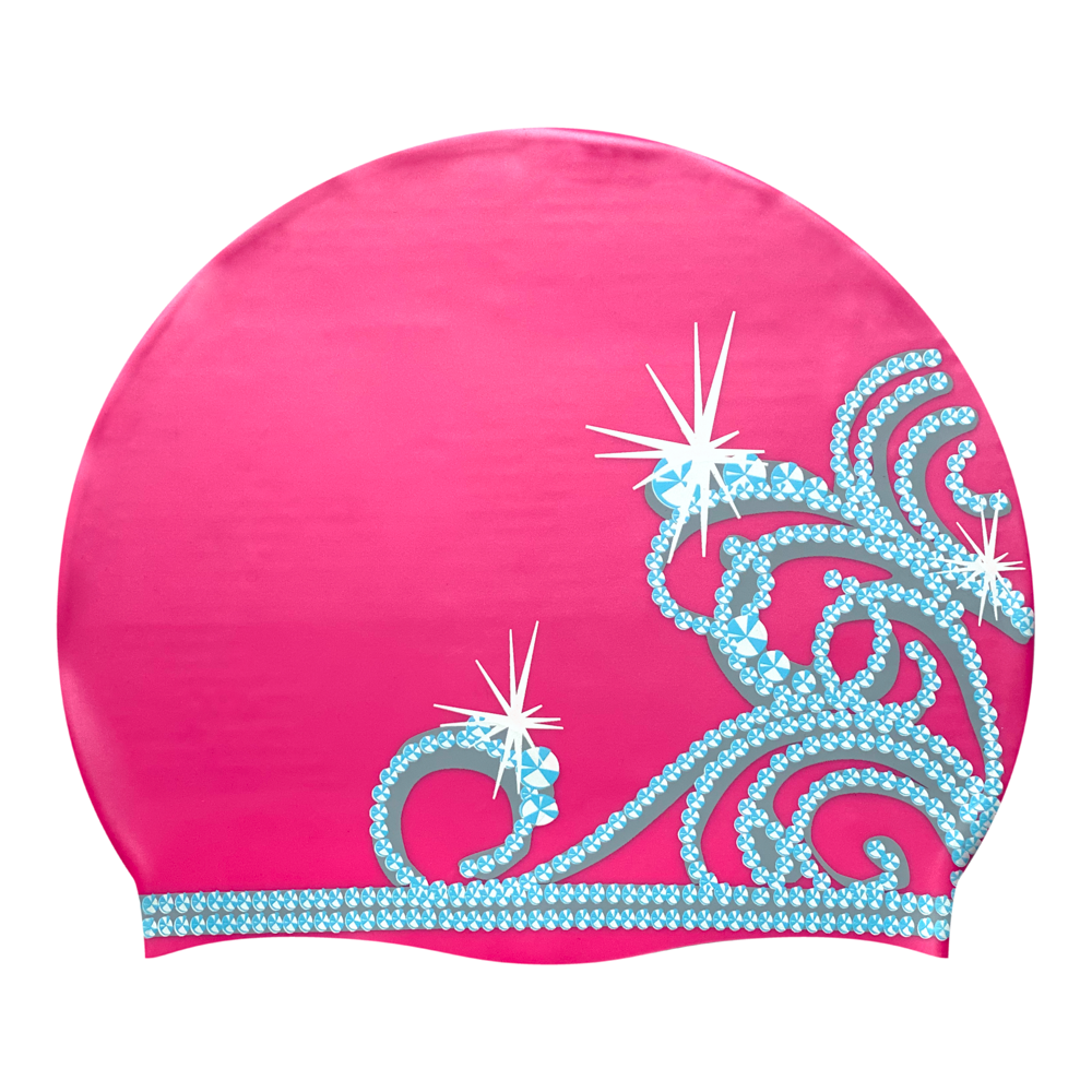 Princess Tiara on Neon Pink Spurt Silicone Cap