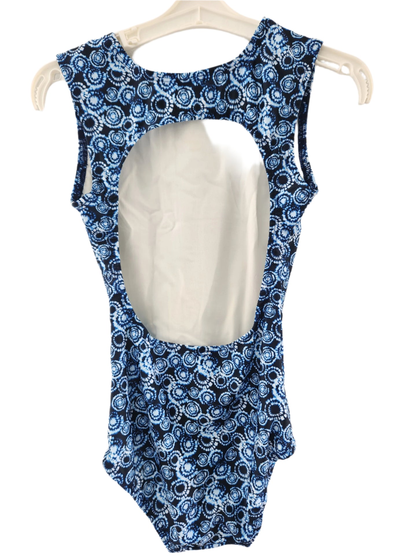 Leotard High Neck Open Back Tie Dye Dark Navy