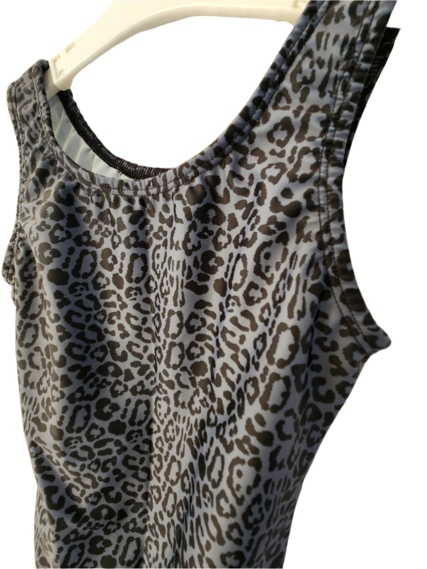 Leotard Matt Leopard Print on Dark Grey
