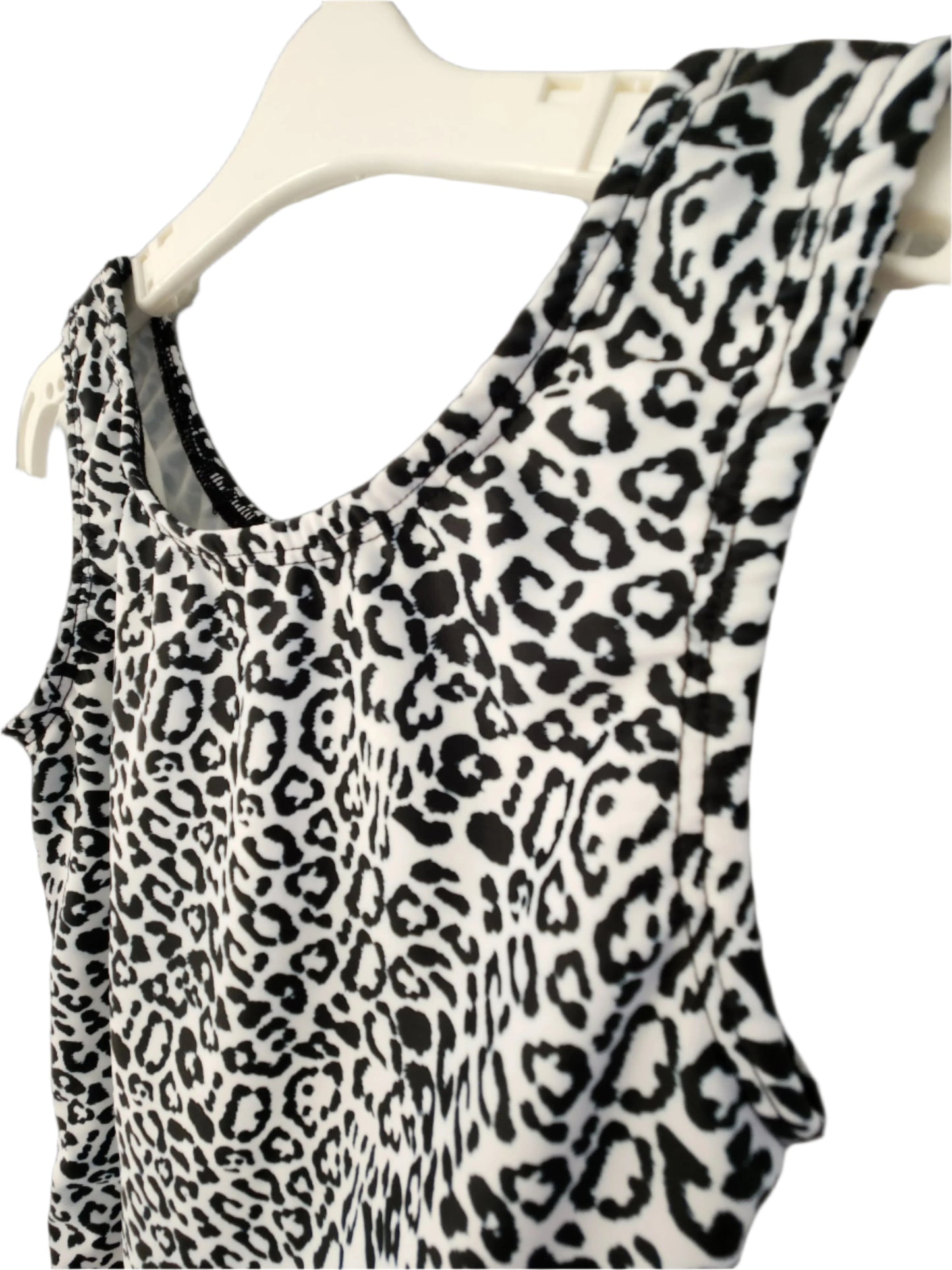 Leotard Matt Leopard Print on White