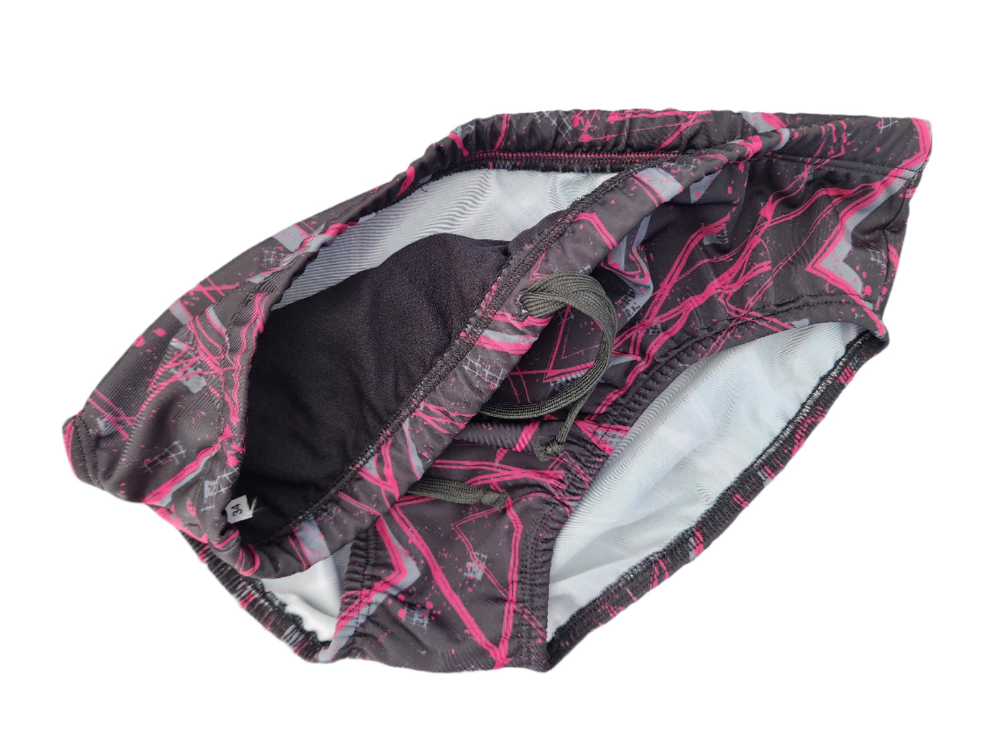 Brief Swimsuit in Geometric Burgundy Design