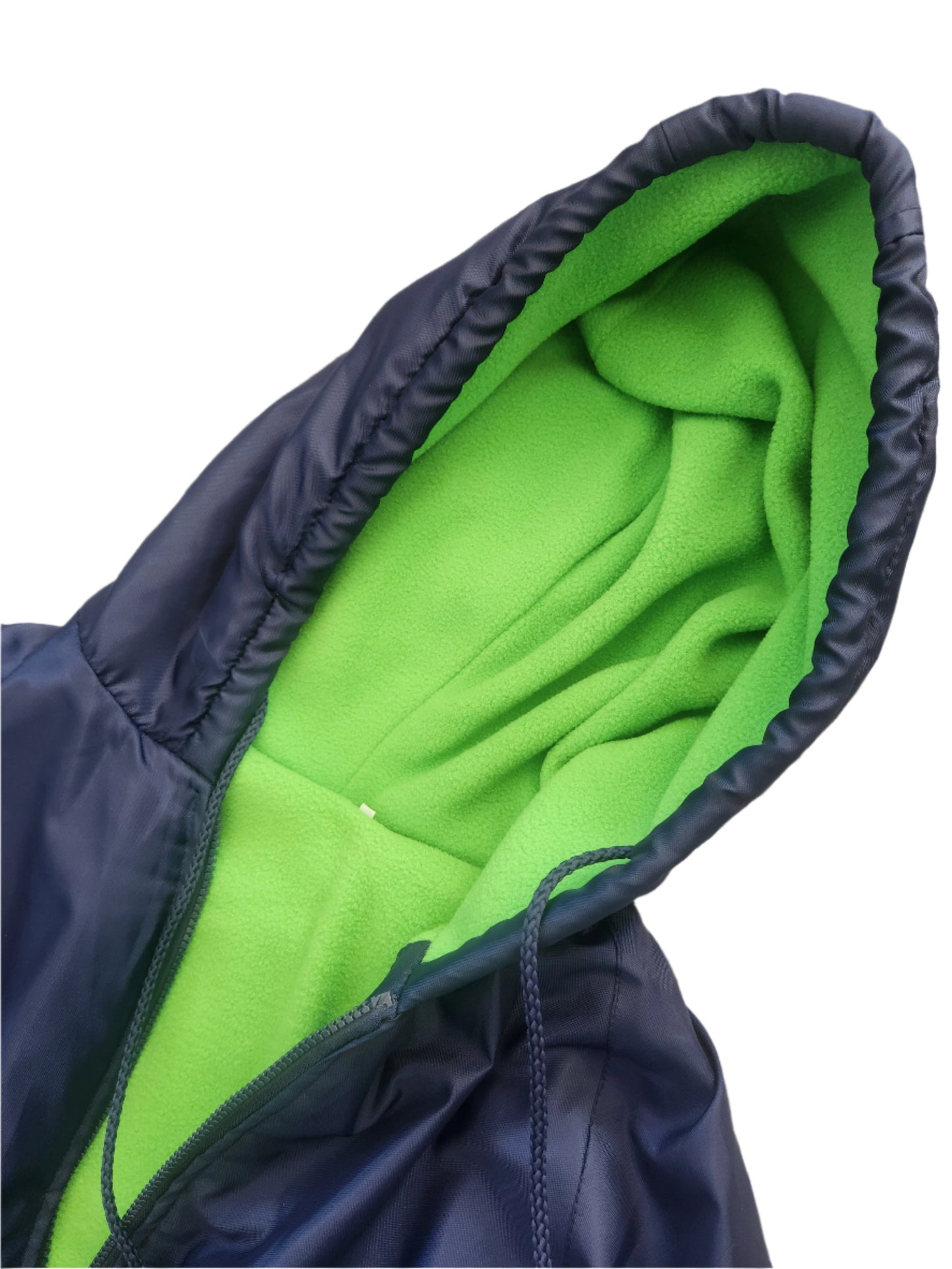 Navy Parka Jacket with Green Fleece Lining