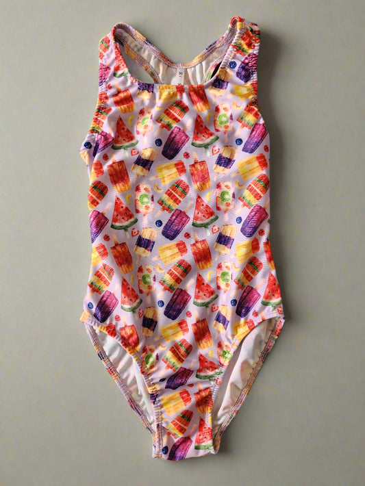 Extra Life Fastback Swimsuit in Fruity Frostbite Design on Lilac