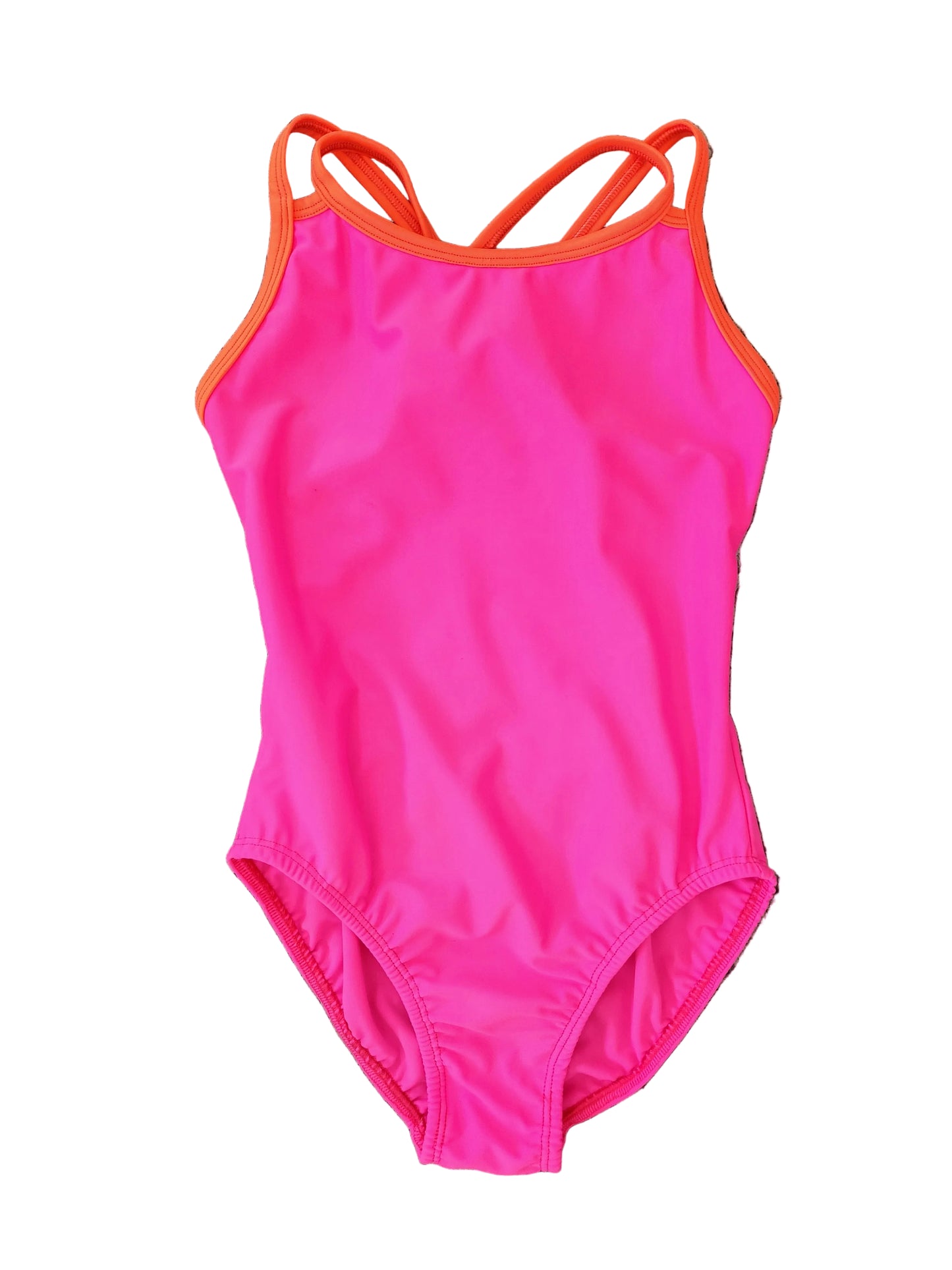 Extra Life Double Thin Strap Swimsuit in Neon Pink with Neon Coral Double Straps
