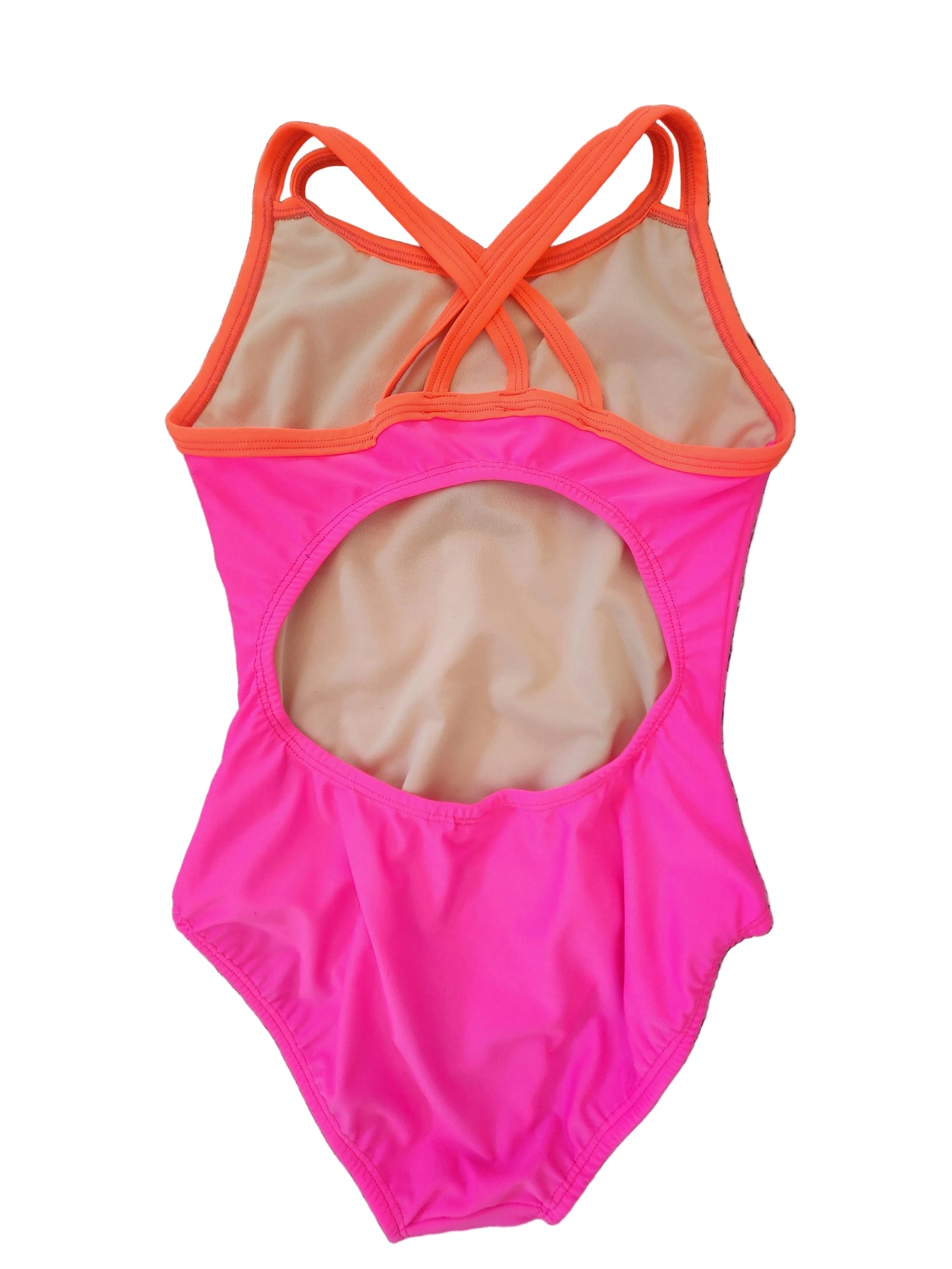 Extra Life Double Thin Strap Swimsuit in Neon Pink with Neon Coral Double Straps