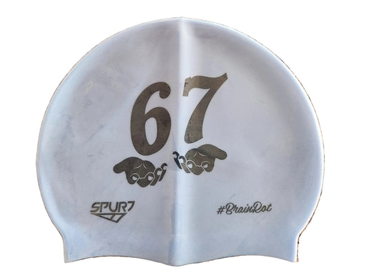 BrainRot 67 With Hands on SB12 Lavender Blue Spurt Silicone Swim Cap