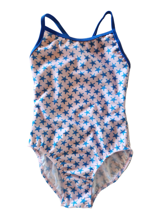 Extra Life Thin Strap Swimsuit in Salty Star Print with Royal Straps