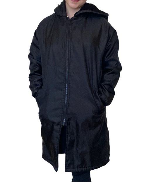 Black Parka Jacket with Black Fleece Lining