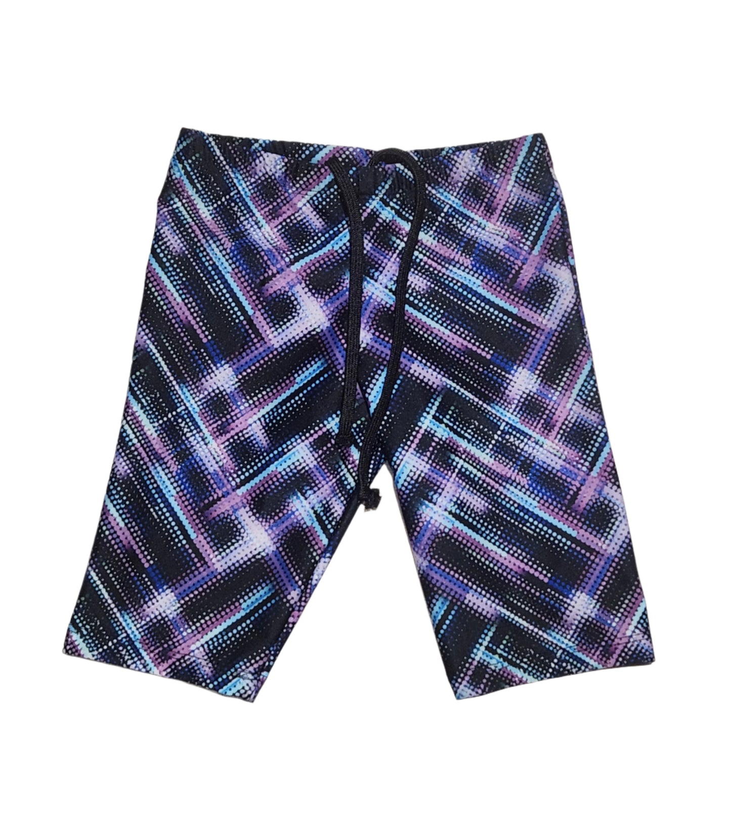 Kikx Extra Life Jammer Swimsuit in Black, Purple & Blue Digital Print
