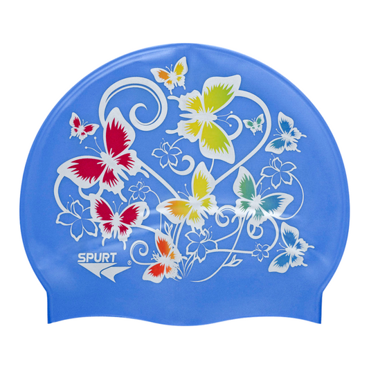 Butterflies in Floral Pattern on Lavender Blue Spurt Silicone Cap