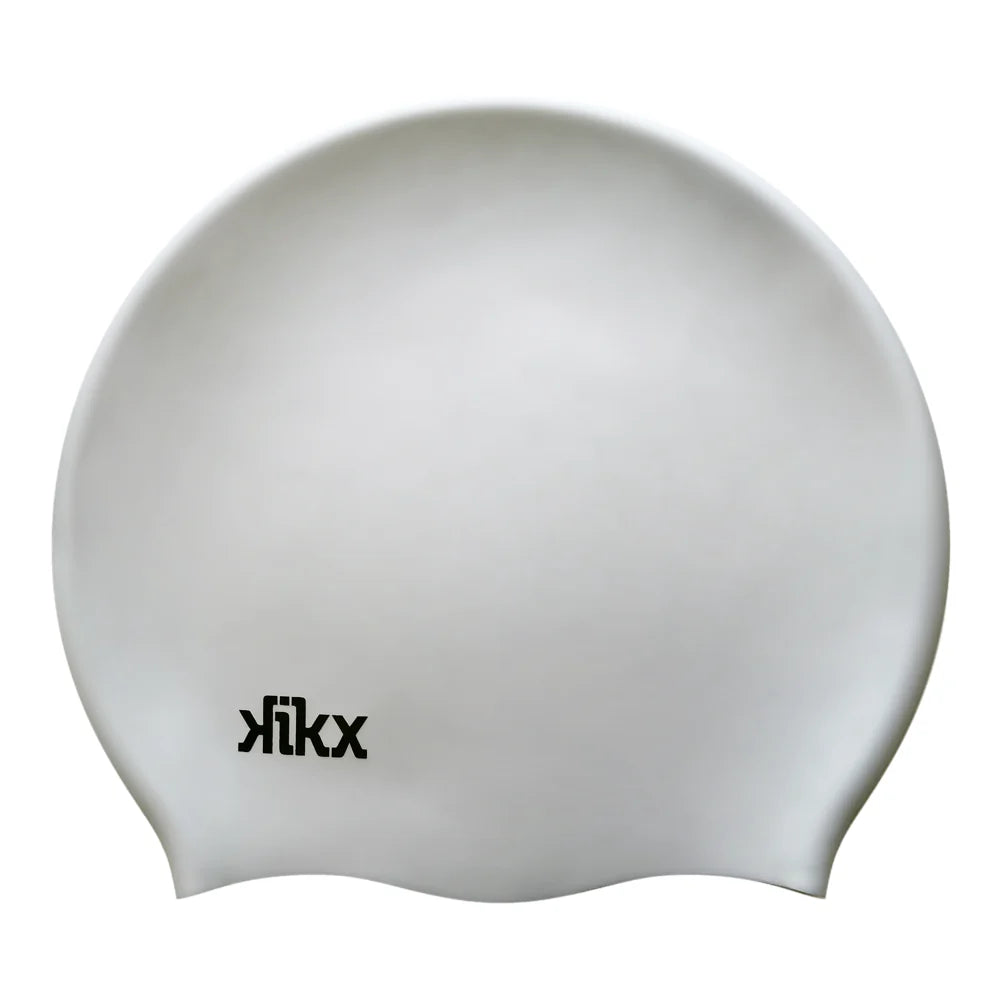 Kikx Big Hair Plain Medium Silver Matte Silicone Swim Cap