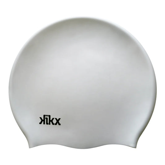 Kikx Big Hair Plain Medium Silver Matte Silicone Swim Cap