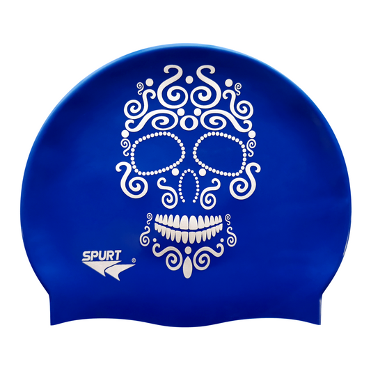 Candy Skull on Dark Blue Spurt Silicone Cap