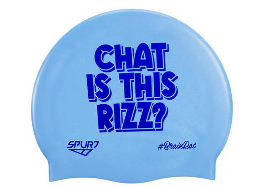 BrainRot Chat is this Rizz on Lavender Blue Spurt Silicone Swim Cap