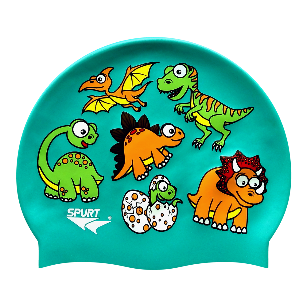 Dino Scattered on Turquoise Spurt Silicone Cap