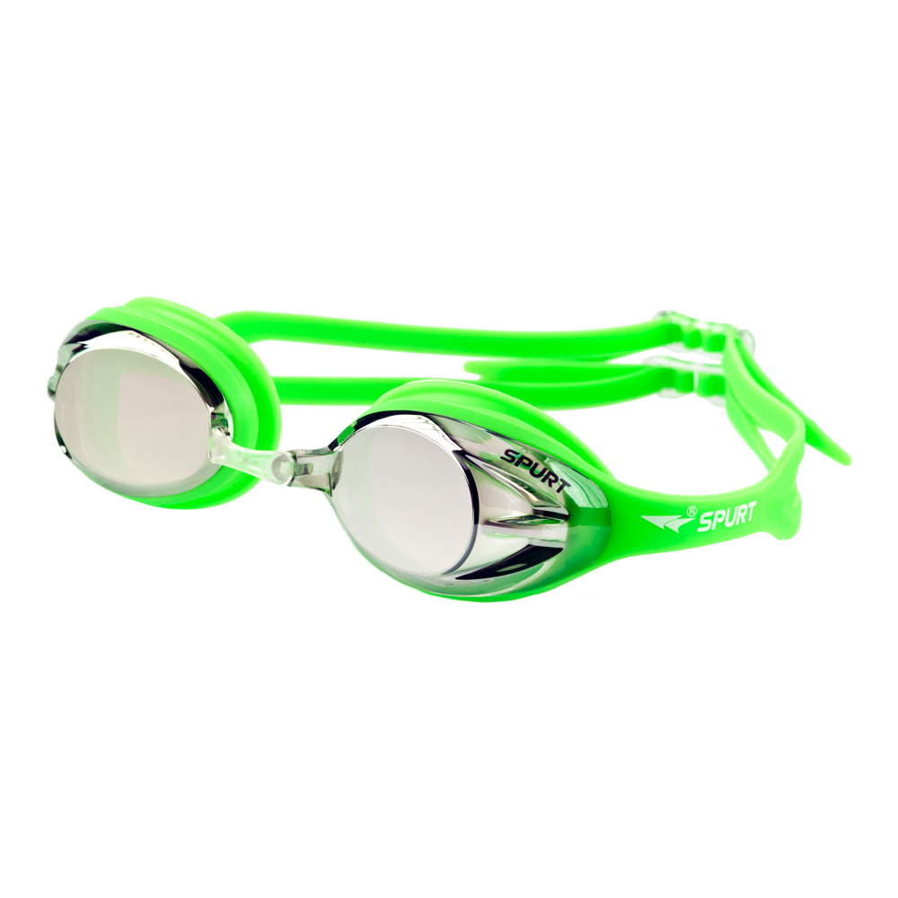 Spurt Crush N3 Senior Goggle in Bright Green with Mirror Silver Lens & Light Tint