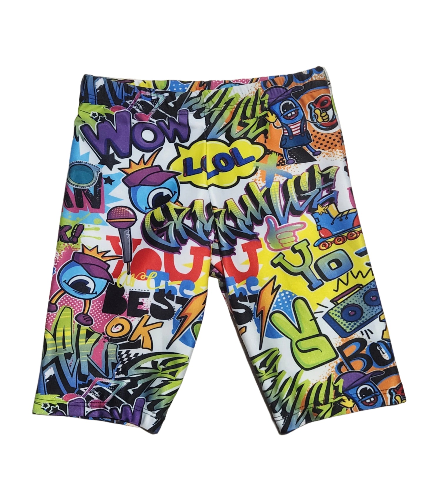 Kikx Extra Life Jammer Swimsuit in Graffiti on White