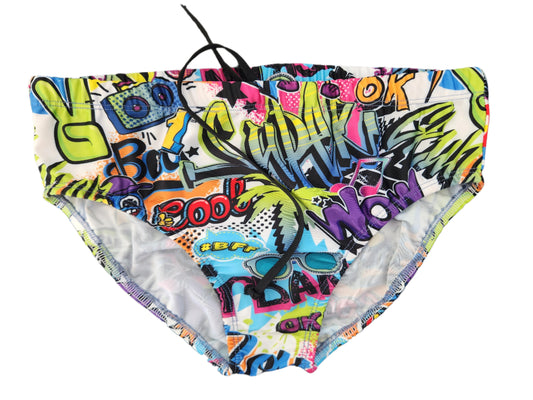 Brief Swimsuit in Graffiti Design