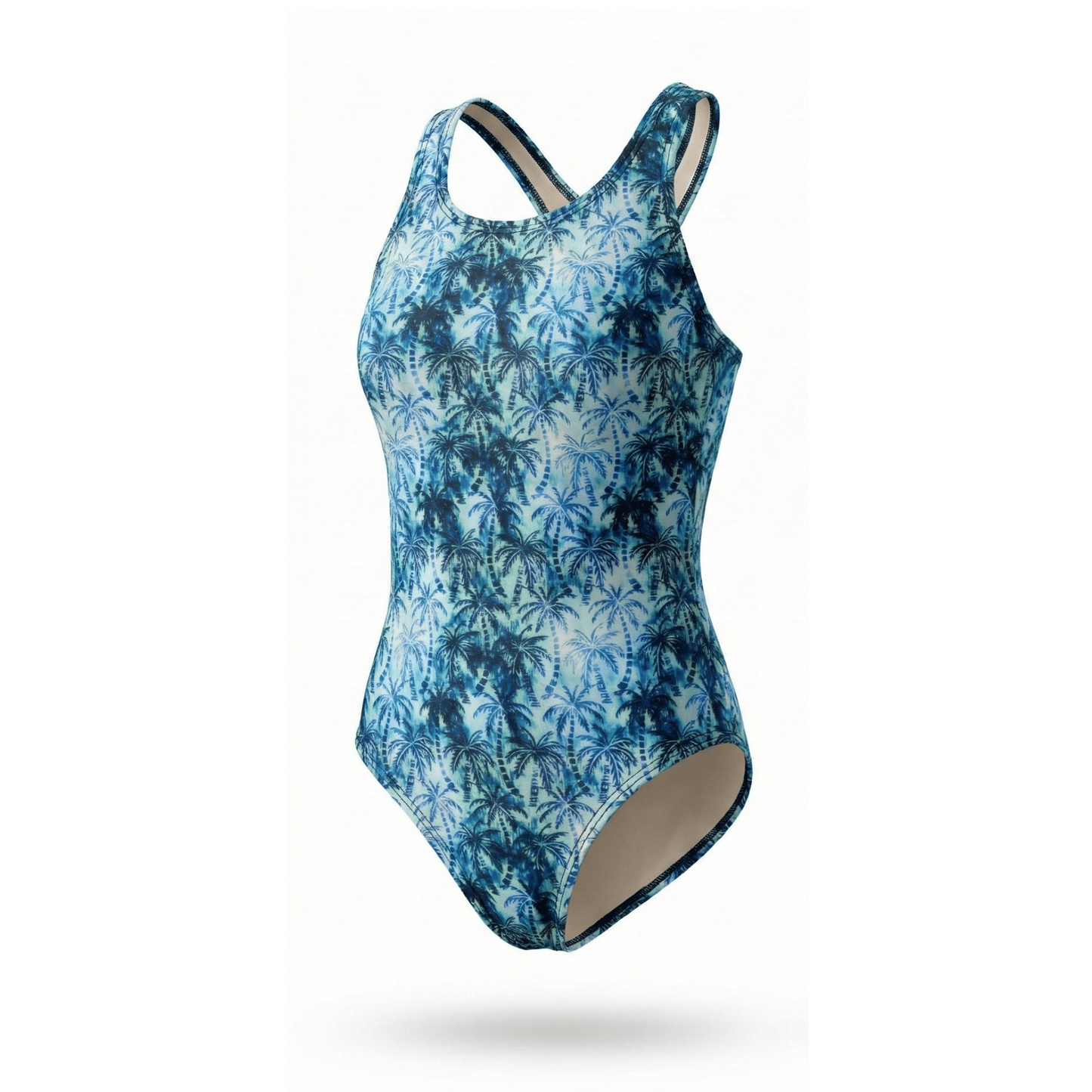 Extra Life Fastback Swimsuit in Hawaiian Haze Design on Pale Aquamarine
