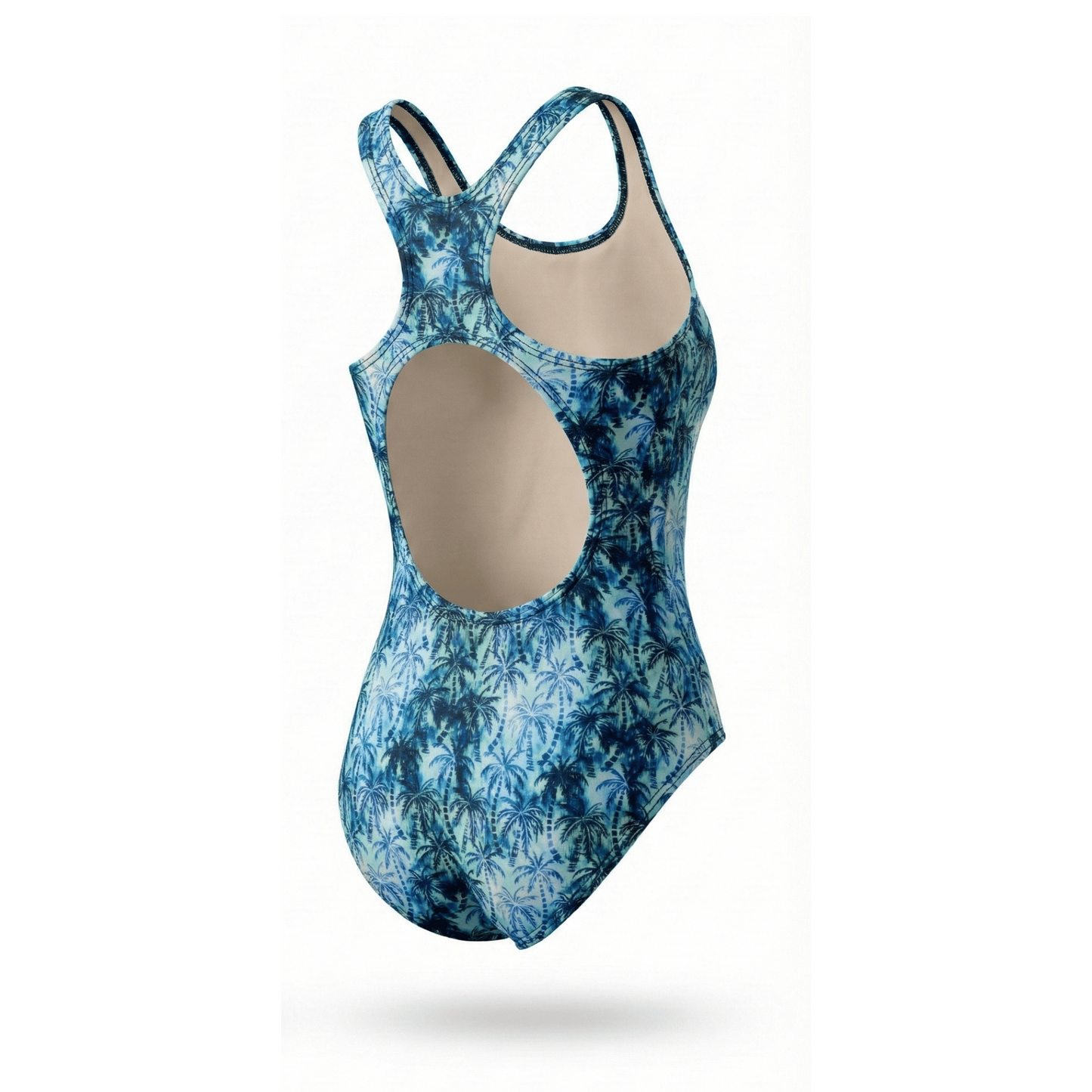 Extra Life Fastback Swimsuit in Hawaiian Haze Design on Pale Aquamarine