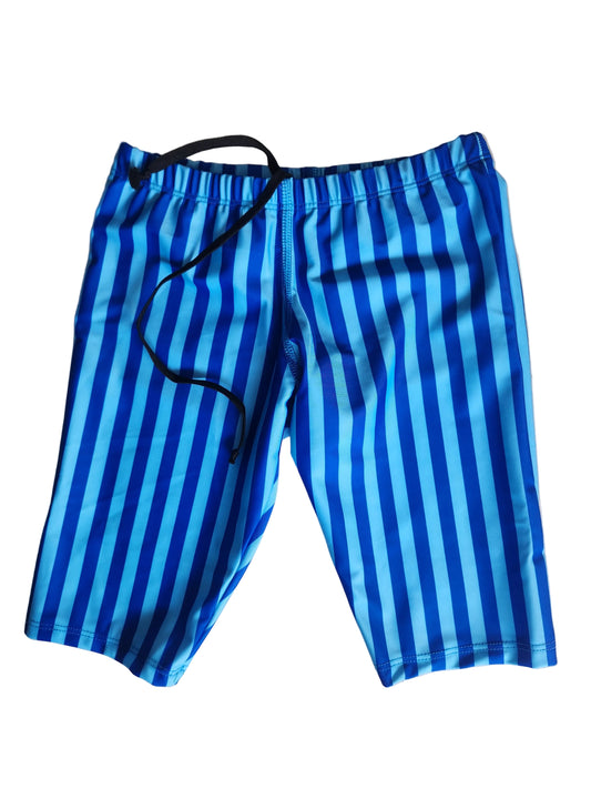 Kikx Extra Life Jammer Swimsuit in Light Blue and Dark Blue Stripes