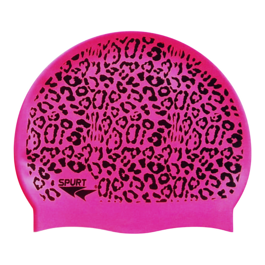 Leopard Print on Neon Pink Spurt Silicone Cap