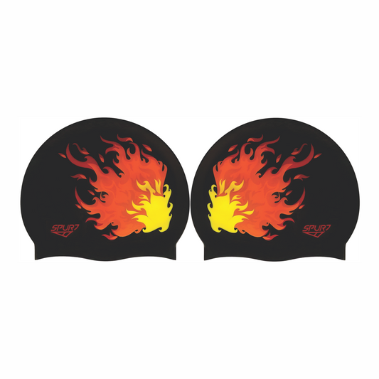Flame Mirror Image on Metallic Black Spurt Silicone Cap