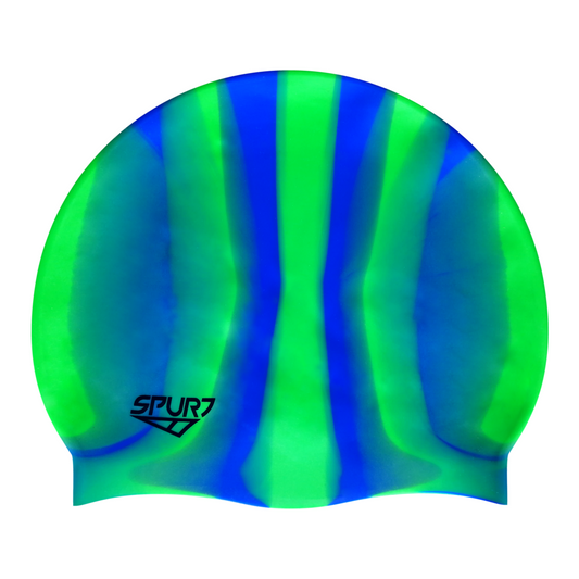 Multi Colour Green & Bright Blue Stripes Spurt Silicone Cap